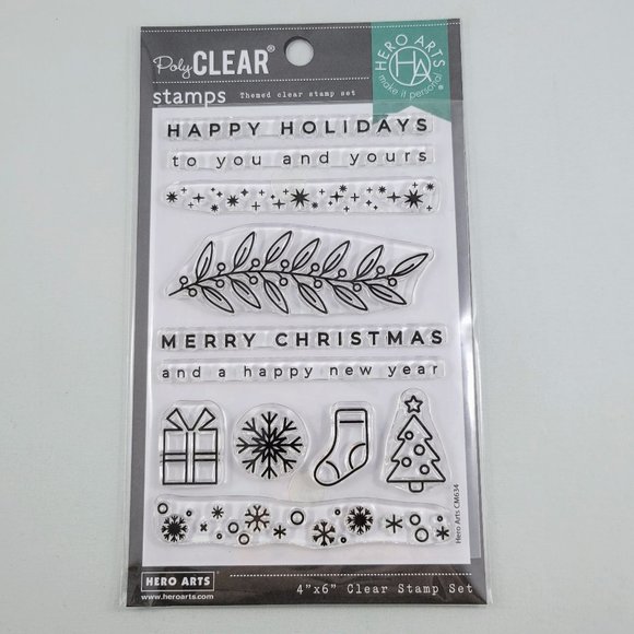 Hero Arts Holiday Borders And Icons Clear Stamp Set CM634 Christmas Winter NIP - Picture 1 of 6